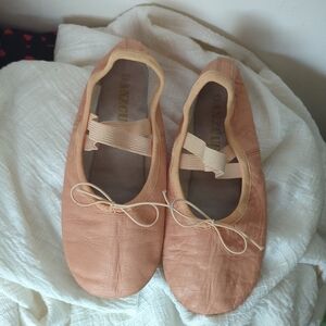 Women's Pink Leather Ballet Flats Slippers 6.5